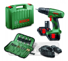 Акумулаторен Винтоверт BOSCH PSR 12 + 59 консуматива Две Батерии 12 V NiCd Сила 26 Nm Куфар