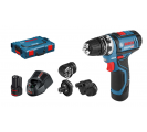 Акумулаторен винтоверт Bosch GSR 12V-15 FC L-Boxx, 4 приставки, 2 Батерии 12V 2.0Ah